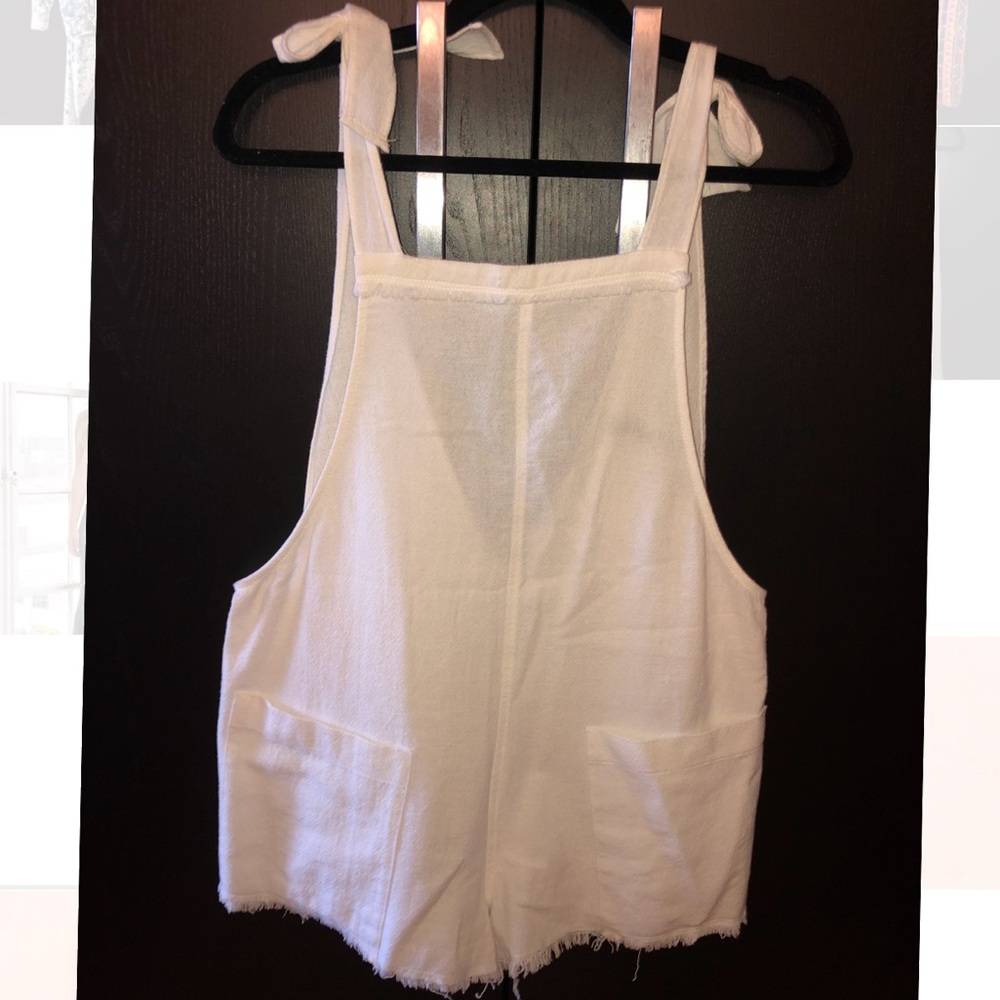 Zara white linen overall/swim coverup